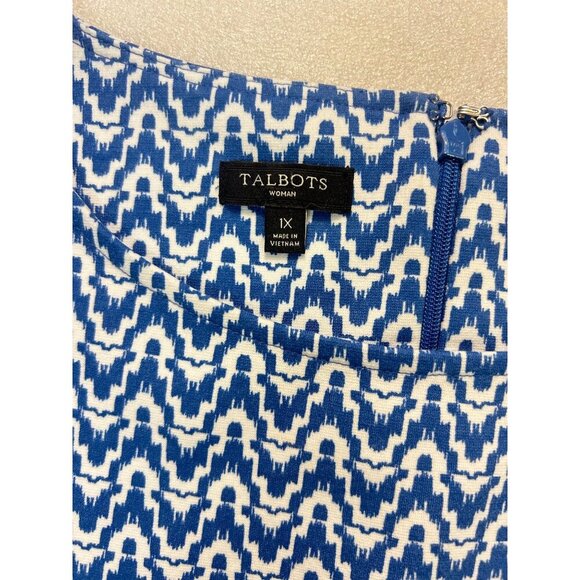 Talbots Woman Sleeveless Blue & White Chevron Pattern A-Line Dress 1X - Picture 4 of 4